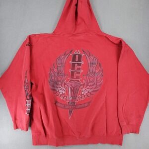 Orange County Choppers Hoodie Men XL Red Biker Graphic Distressed Pullover OCC